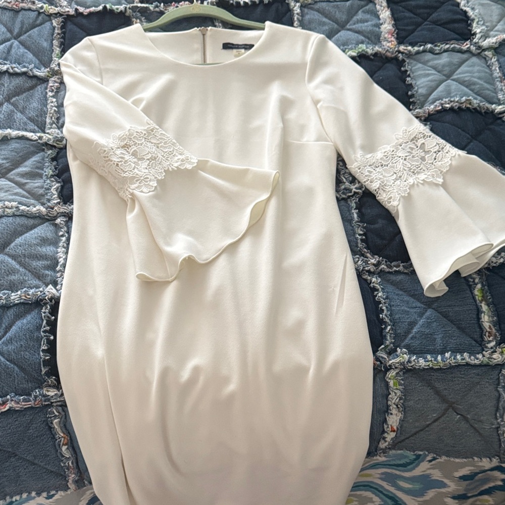 Tommy Hilfiger White Long Sleeve Dress with Lace